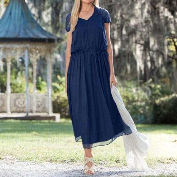 Sundance Dresses & Skirts - Sundance "Gossamer Dreams" collection silk dress in Navy Blue feminine wedding